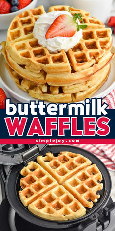 Buttermilk Waffles are easy to make and the perfect weekend breakfast. With our tips and tricks, you will get the perfect crisp and fluffy waffles. Easy Weekend Breakfast, Overnight Casserole, Buttermilk Waffles, Fluffy Waffles, Breakfast Waffles, Weekend Breakfast, Delicious Breakfast Recipes, Breakfast On The Go, Delicious Breakfast