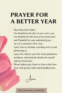 a pink flower with the words prayer for a better year