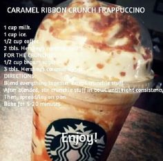 the caramel ribdon crunch frappuccino drink is shown in this advertisement