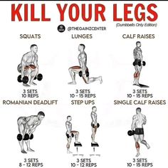 a poster with instructions on how to use the kettlebells for your legs and chest