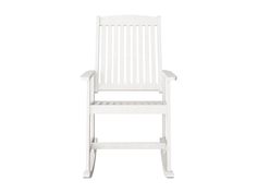 Washed white outdoor rocking chair with wooden frame, slatted back, and armrests for patio or garden relaxation. Classic Rocking Chair, Outdoor Rocking Chair, Patio Storage, Patio Bar Set, Patio Swing, Patio Sectional, Outdoor Rocking Chairs, Replacement Cushions, Accent Arm Chairs