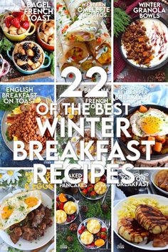 twelve winter breakfasts with text overlay that reads 22 of the best winter breakfast recipes