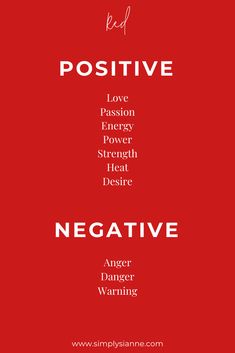 the words negative and negative are written in white on red