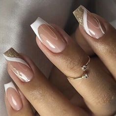 Bridal Nails, Prom Nails, Classy Nails, Fancy Nails, Gold Nails, Nails Designs, Rhinestone Nails