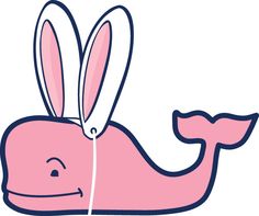 a pink whale with bunny ears on it's head