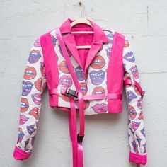 Pink Color-Blocked Lips Jacket - "Out Loud“– Smells Like Crime Lip Print, Slot Pragmatic Play, Rainbow Butterfly, Lips Print, Snake Earrings, Beaded Drop Earrings, Pearl Hoop Earrings