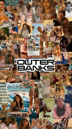 a collage of photos with the words outer banks on it and images of people