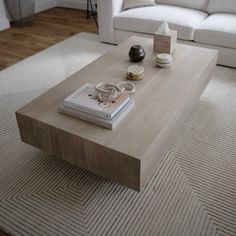 a coffee table with some books on it