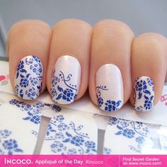 Blue & White vines Vines, Blue White, Blue And White, Nail Art, Nails, Blue, White, Beauty, Art