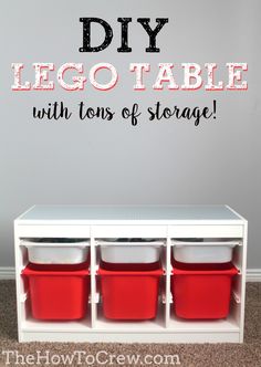 an easy diy lego table with tons of storage for the kids to use in their playroom