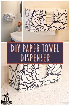 the diy paper towel dispenser is shown