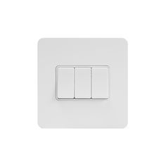 the light switch is white and has three buttons on each side, one for two