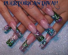 Acrylic nails by Puerto Rican Divah Beautiful Manicure, Nail Artwork, Silver Nail Designs, Secret Nails, Finger Paints, Elegant Nail, Diva Nails, Lovely Nails