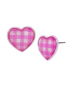 in stock Cute Pink Heart Print Jewelry, Trendy Pink Heart Print Earrings, Cute Pink Heart Print Earrings, Pink Heart-shaped Everyday Earrings, Betsy Johnson Jewelry Earrings, Easter Essentials, Pink Accessories, Heart Stud Earrings, Easter Shopping