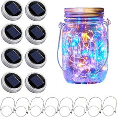 solar powered mason jar with 10 leds and 12 strings for stringing or decorating