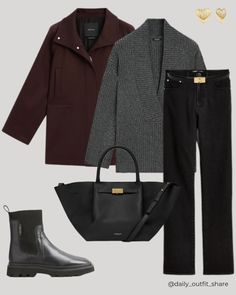 A little burgundy never disappoints. 🍇  *Affiliate | This post contains affiliate links, meaning I earn a commission at no extra cost to you.  casual outfit, wool coat, parka coat, wool jumper, v-neck jumper, jeans, straight jeans, black jeans, ankle boots, chelsea boots, timeless outfit, classic outfit, elegant outfit, outfit idea, outfit inspiration, women’s casual outfit, neutrals, virtual styling