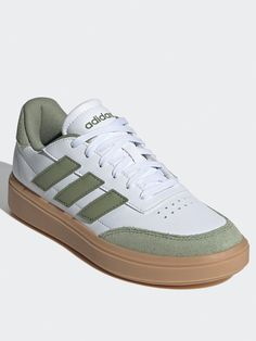 Adidas sportswear junior courtblock trainers - white/green Adidas Sportswear, White Green, Order Online, 12 Months, Casual Shoes, Outfit Accessories, Sneakers, Green