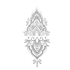 a black and white drawing of an ornate design on the back of a woman's head