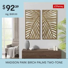 the madison park birch palms two - tone wall art is $ 92 99 and it's up for grabs