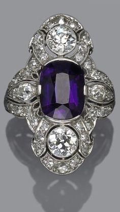 Historical Accessories, Amethyst And Diamond Ring, Amethyst Jewelry, Antique Diamond