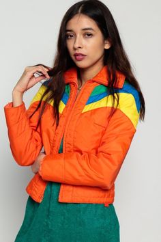 Vintage Girls Clothes, Fearne Cotton, Orange Neon, Neon Stripes, Puffy Jacket, Vintage Girls