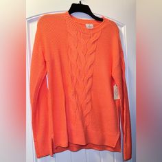 Coral Cable Knit Sweater Coral Sweater, Colorful Sweaters, Cable Knit, Coral, Sweaters For Women, Orange, Knitting, Women Shopping, Color