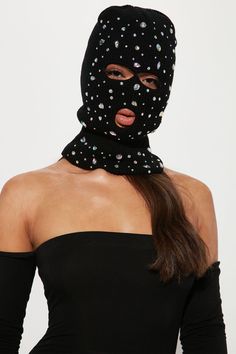 Available In Black And Pink Balaclava Rhinestone Detail Eyes and Mouth Opening Imported California Proposition 65 WARNING: Cancer and Reproductive Harm - www.P65Warnings.ca.gov. | Embellished Balaclava in Black by Fashion Nova Pink Balaclava, Promotional Events, Black And Pink, Beauty Shop, Black Fashion, Fashion Nova, Accessories Hats, Fashion Accessories, Mask