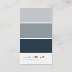 a gray and white business card with the words, sarah merriman interior design