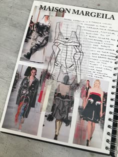 an open fashion book with pictures of models on it