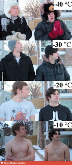 four different pictures of the same person in winter clothing