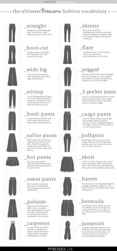 Trouser Pants Pattern For Women, Trouser Pants Pattern, Celana Fashion, Fashion Terms, Fashion Dictionary, Types Of Fashion