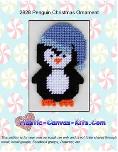 a penguin with a blue hat is featured in this christmas ornament craft kit