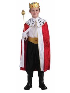 a little boy dressed in a king costume