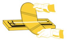 an illustration of a person pulling out a tie from a box with another hand reaching for it