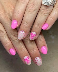 #pinknails #bownails #bows #summernails #nailinspo #nailart #cutenails Cute Nails Acrylic New Years, Cute Nails Acrylic Preppy, Nails Idea Birthday, Nail Ideas For Valentine's Day, Preppy Nails Short Square, Dipped Nails Ideas Valentines Day, Nail Ideas With Chrome, Cheerleading Nails Designs Cheer, Valentines Nails For Kids