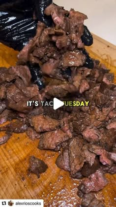 it's taco tuesday beef on a cutting board