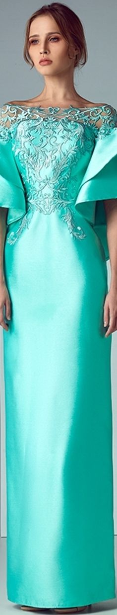 Saiid Kobeisy Spring-Summer 2017 RTW Couture Embellishment, Turquoise Fashion, Aqua Wedding, Wedding Color Inspiration, Mother Of Bride, Glamour Fashion, Mermaid Dresses