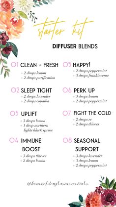 starter kit diffuser blend | diffuser blends | young living essential oils | diffuser blends | diffuser recipes | wellness | eo | lavender |  peppermint | lemon | thieves | frankincense #oils #essentialoil #diffuser #diffuserblend #youngliving #diffuserrecipe #starterkit Lavender Peppermint Diffuser Blend, Eo Blends Recipes, Thieves Blends For Diffuser, Young Living Thieves Diffuser Blends, Thieves Essential Oil Diffuser Blends, Thieves Diffuser Blend, Youngliving Recipes, Frankincense Diffuser Blends, Essential Oils Diffuser Blends