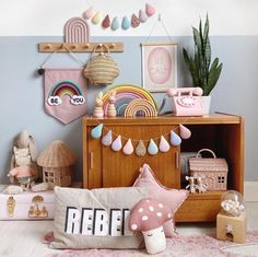 a child's room with toys and decor