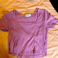 Never Worn, No Tags, Cropped Shirt. Fitted Tan T-shirt For Spring, Casual Fitted Crop Top Shirt, Casual Purple Crop Top, Fitted Cotton Shirt For Spring, Basic Tan Tops For Spring, Trendy Tan Cotton Top, Casual Tan Summer Top, Casual Tan Tops For Summer, Tan Casual Summer Tops