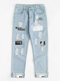 Spine Tattoo and Ripped Jeans: A Bold Fashion Statement Ripped Pants, Mom Jeans Outfit, Ripped Boyfriend Jeans, Trendy Fashion Tops, Girls Fashion Clothes, Teenage Fashion Outfits, Teen Fashion Outfits