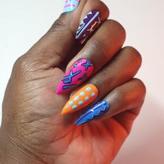 Abena – Coveted Claws LLC Medium Stiletto, Fingernails Painted, Abstract Nail, Kente Cloth, Mini Collection, Nail Beauty