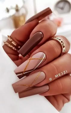 Classy Birthday Nails Coffin, Pretty Fall Nails Acrylic, Winter Long Nails Acrylic, Pretty Coffin Nail Designs, Stiletto Nail Art Fall, Novemember Nails, Fall Nail Inspo Coffin, Fal Nails, Nail Ideas Acrylic Coffin