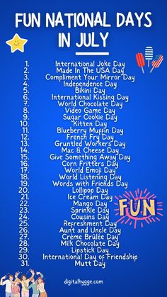 the fun national days in july poster