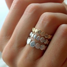 Gold Vermeil and Silver Pebble Set Nice Rings, Lace Hat, Pebble Ring, Stacked Rings, School Craft, Nature Inspired Rings, Stacking Ring Set, Rings Rings, Craft Jewelry