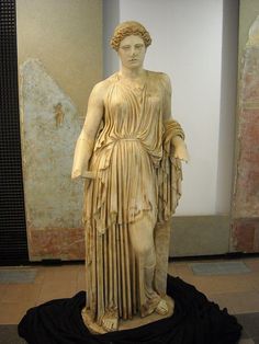 an ancient statue is displayed in a museum