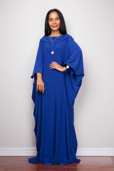 "Long blue dress. Blue Kaftan Dress. Modest blue kaftan dress by Nuichan PRODUCT SIZE : One Size Fits Most * Chest : free up to 60\" * Waist : free up to 60\" * Hips : free up to 60\" * Circumference bottom hem : 45\" * Length : 55\" * Sleeve length : 23\" MATERIAL * ITY Polyester MODEL : * Model chest : 32\", Height 160 cm (5.2) without high heel * Accessories excluded Produced by NUICHAN IMPORTANT NOTE *Please note that colours shown on your monitor may vary from the actual colour of the fabri Blue Kaftan Dress, Blue Dress For Women, Blue Kaftan, Blue Dresses For Women, Dress Over Pants, Dress Loose Fit, Loose Fit Dress, Dress Modest, Long Blue Dress