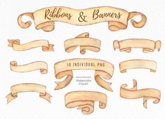 watercolor ribbons and banners with the names