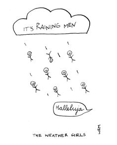 it's raining men in the water girls cartoon drawing by alex kravitz