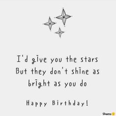 two stars with the words happy birthday written in black ink on white paper, next to each other